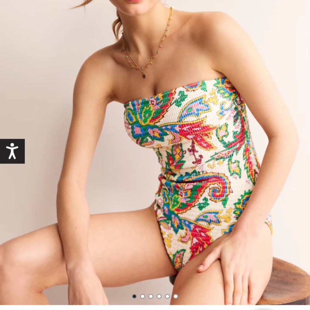 Boden Multicolor Strapless One Piece Swimsuit